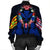 Hawaii Map Kanaka Two Men Holding Flag Bomber Jacket Blue - AH - Polynesian Pride