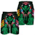 Hawaii Map Kanaka Two Men Holding Flag Men's Shorts Green - AH - Polynesian Pride