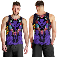 Hawaii Map Kanaka Two Men Holding Flag Tank Top Purple - AH - Polynesian Pride