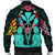 Hawaii Map Kanaka Two Men Holding Flag Bomber Jacket Turquoise - AH - Polynesian Pride