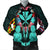 Hawaii Map Kanaka Two Men Holding Flag Bomber Jacket Turquoise - AH Black - Polynesian Pride