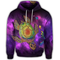 Hawaiian Map Turtle Galaxy Hoodie Purple - Polynesian Pride