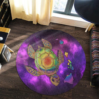 Hawaii Map Turtle Galaxy Round Carpet - AH - Purple - Polynesian Pride
