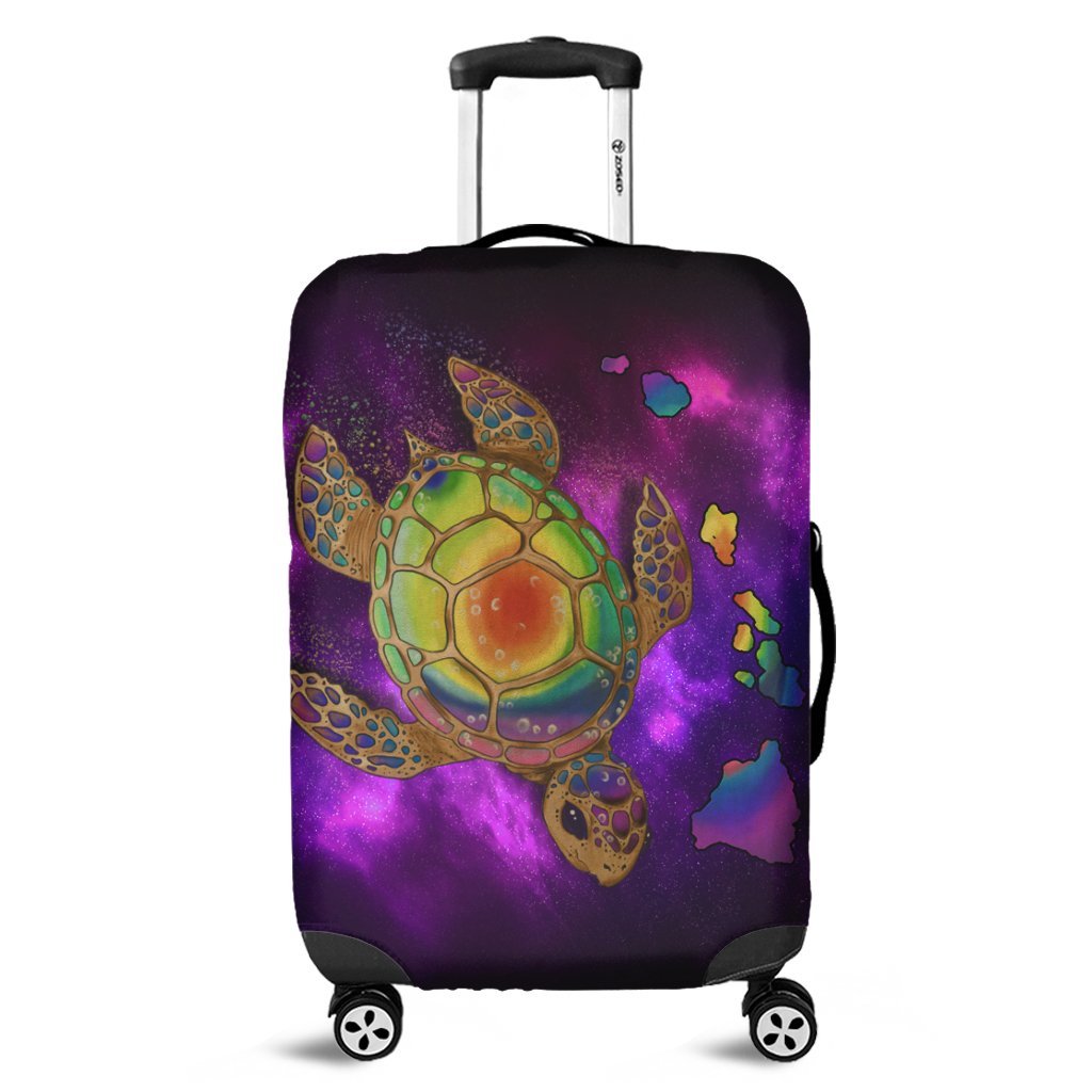 Hawaii Map Turtle Galaxy Luggage Covers - AH - Purple Black - Polynesian Pride