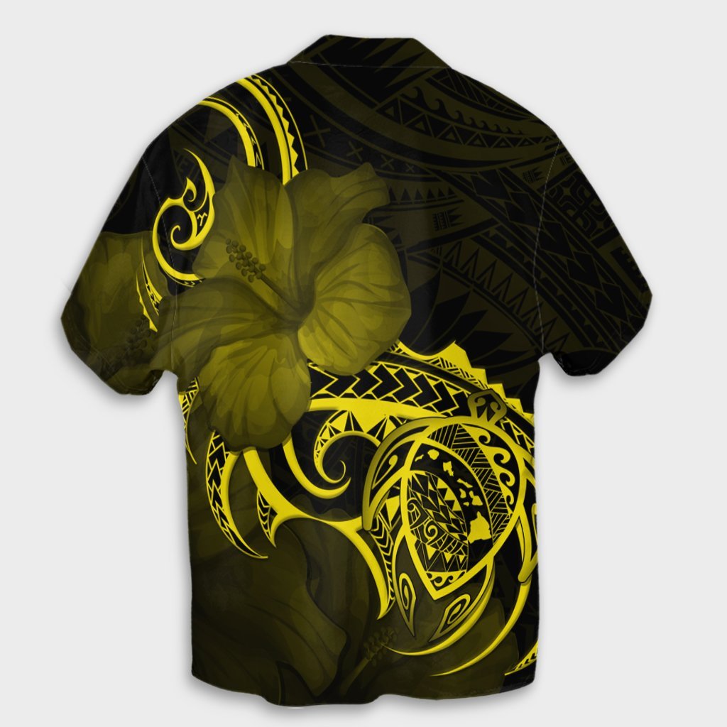 Hawaii Map Turtle Hibiscus Divise Polynesian Hawaiian Shirt Yellow - AH - Polynesian Pride