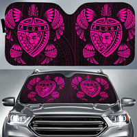 Hawaii Map Turtle Ohana Hibiscus Kakau Polynesian Car Sun Shade Auto Sun Shade Universal Fit Pink - Polynesian Pride