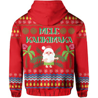 Hawaii Mele Kalikimaka Pattern Christmas Hawaiian Hoodie Zip Pon Style - Polynesian Pride