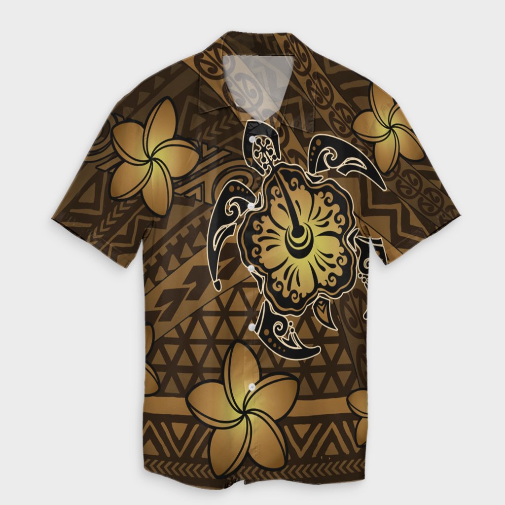 Hawaii Mix Polynesian Turtle Plumeria Hawaiian Shirt - AH - Nick Style - Brown Unisex Black - Polynesian Pride