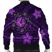 Hawaii Mix Polynesian Turtle Plumeria Bomber Jacket - AH - Nick Style - Purple - Polynesian Pride