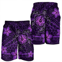 Hawaii Mix Polynesian Turtle Plumeria Men's Shorts - AH - Nick Style - Purple - Polynesian Pride