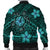 Hawaii Mix Polynesian Turtle Plumeria Bomber Jacket - AH - Nick Style - Turquoise - Polynesian Pride