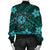 Hawaii Mix Polynesian Turtle Plumeria Bomber Jacket - AH - Nick Style - Turquoise - Polynesian Pride