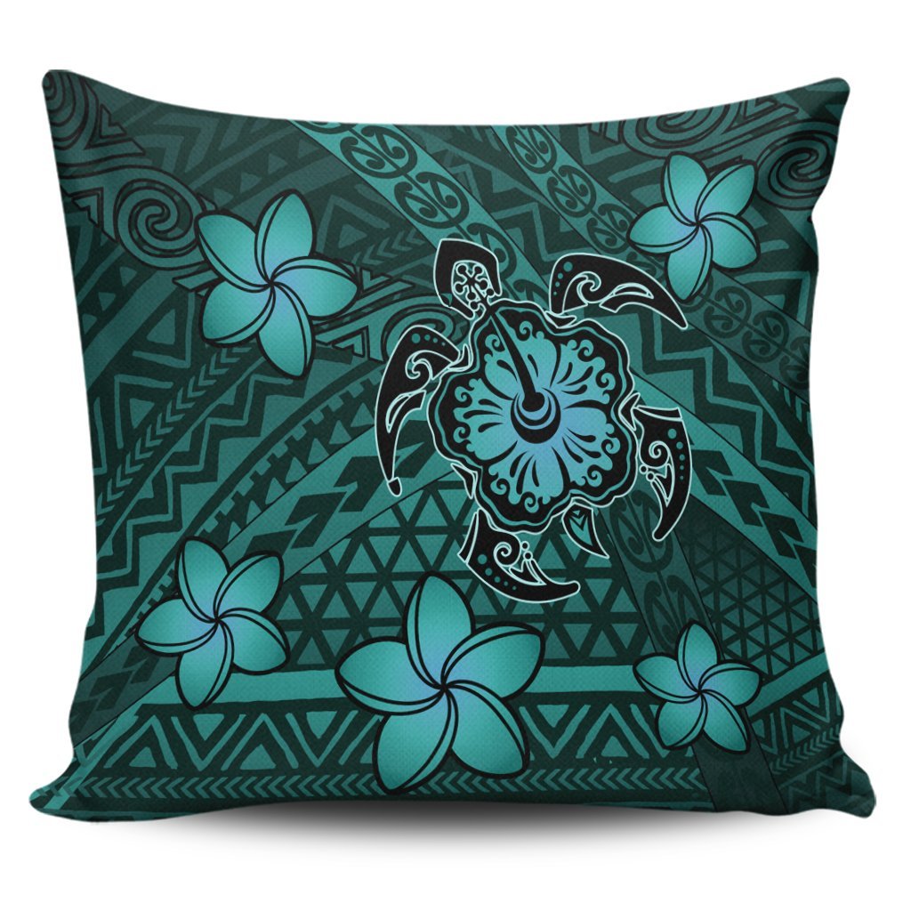 Hawaii Mix Polynesian Turtle Plumeria Pillow Covers - AH - Nick Style - Turquoise Pillow Covers Black - Polynesian Pride