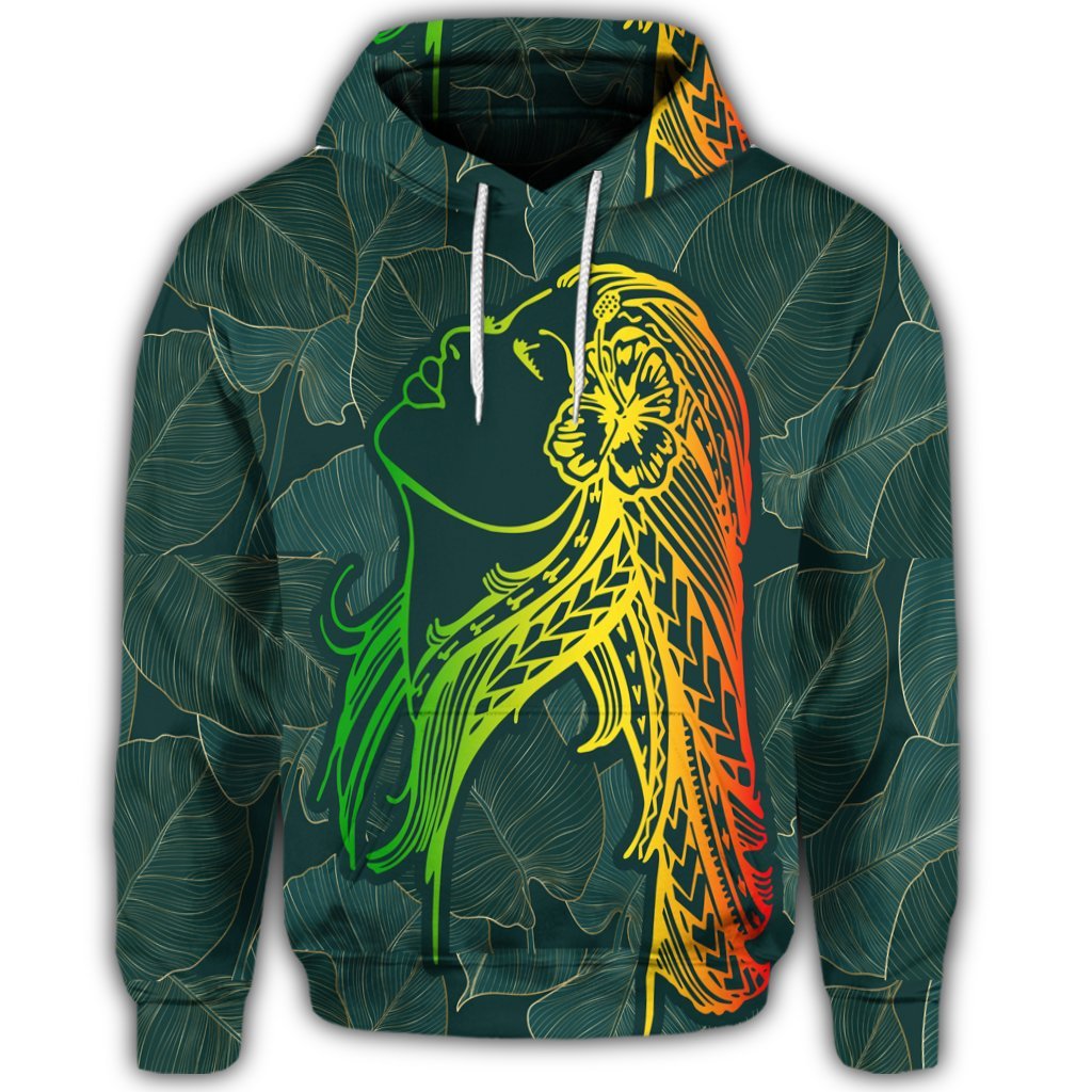 Hawaiian Monstera Kalo Hula Girl Kanaka Maoli Hoodie - Polynesian Pride