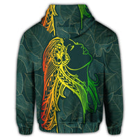Hawaii Monstera Kalo Hula Girl Kanaka Maoli Zip Hoodie - Polynesian Pride