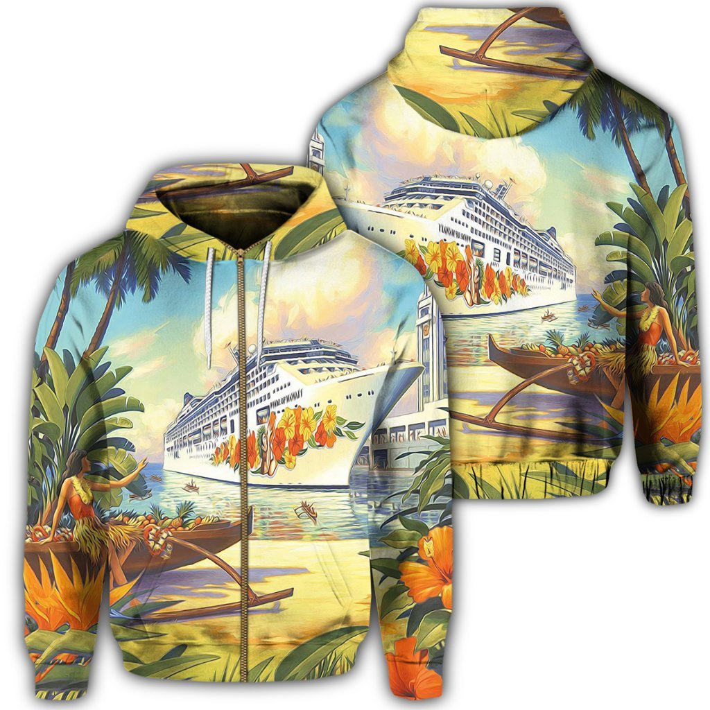Hawaii Mordern Zip Hoodie Unisex Art - Polynesian Pride