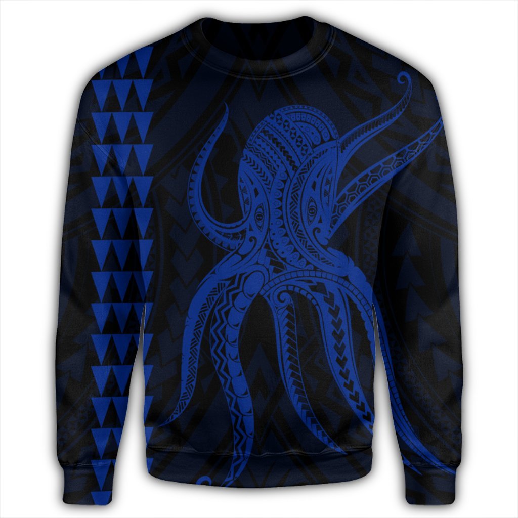 Hawaii Octopus KaKau Polynesian Sweatshirt - Blue - AH - Polynesian Pride