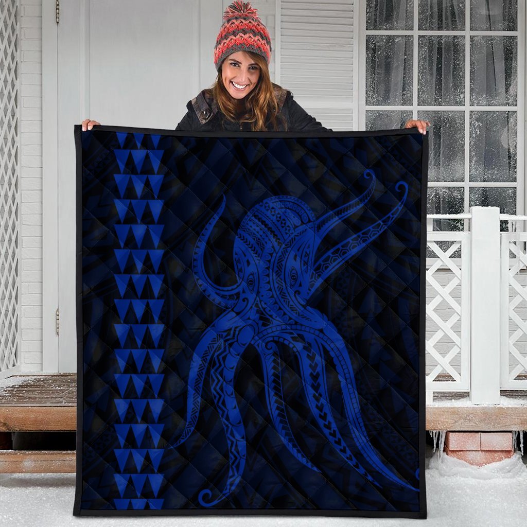 Hawaii Octopus KaKau Polynesian Premium Quilts - Blue - AH - Polynesian Pride