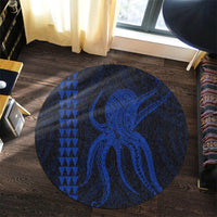 Hawaii Octopus KaKau Polynesian Round Carpet - Blue - AH - Polynesian Pride