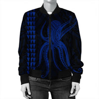 Hawaii Octopus KaKau Polynesian Bomber Jacket - Blue - AH - Polynesian Pride