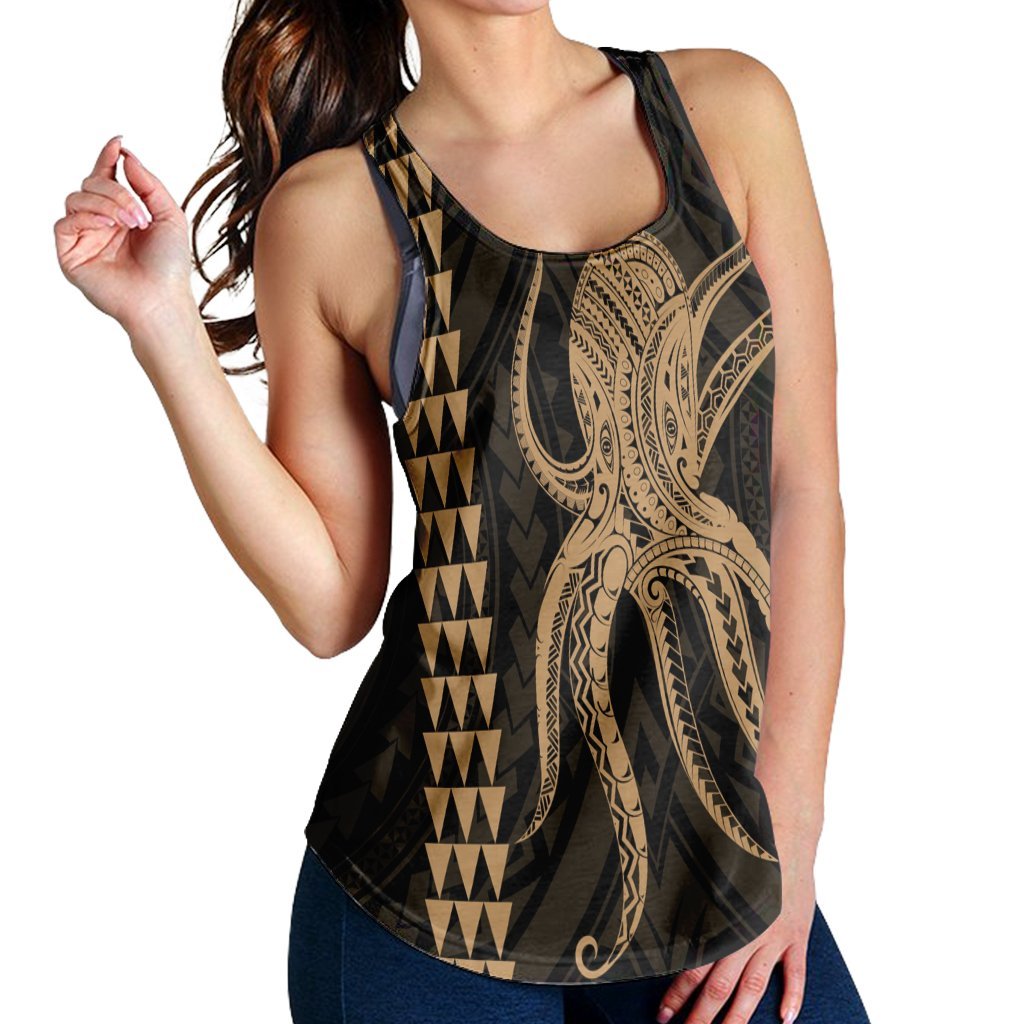 Hawaii Octopus KaKau Polynesian Racerback Tank - Gold - AH - Polynesian Pride