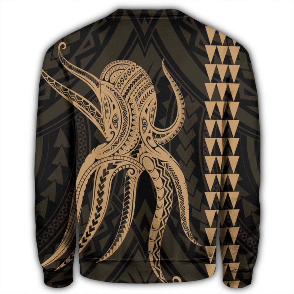 Hawaii Octopus KaKau Polynesian Sweatshirt - Gold - AH - Polynesian Pride
