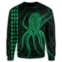 Hawaii Octopus KaKau Polynesian Sweatshirt - Green - AH - Polynesian Pride