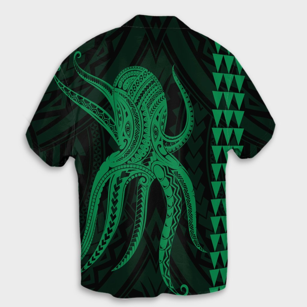 Hawaii Octopus KaKau Polynesian Hawaiian Shirt - Green - AH - Polynesian Pride
