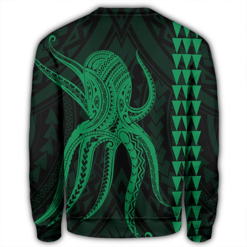 Hawaii Octopus KaKau Polynesian Sweatshirt - Green - AH - Polynesian Pride