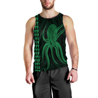 Hawaii Octopus KaKau Polynesian Tank Top - Green - AH Black - Polynesian Pride