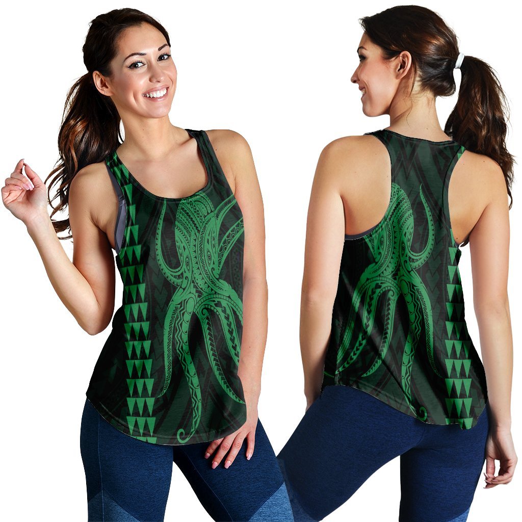Hawaii Octopus KaKau Polynesian Racerback Tank - Green - AH Black - Polynesian Pride