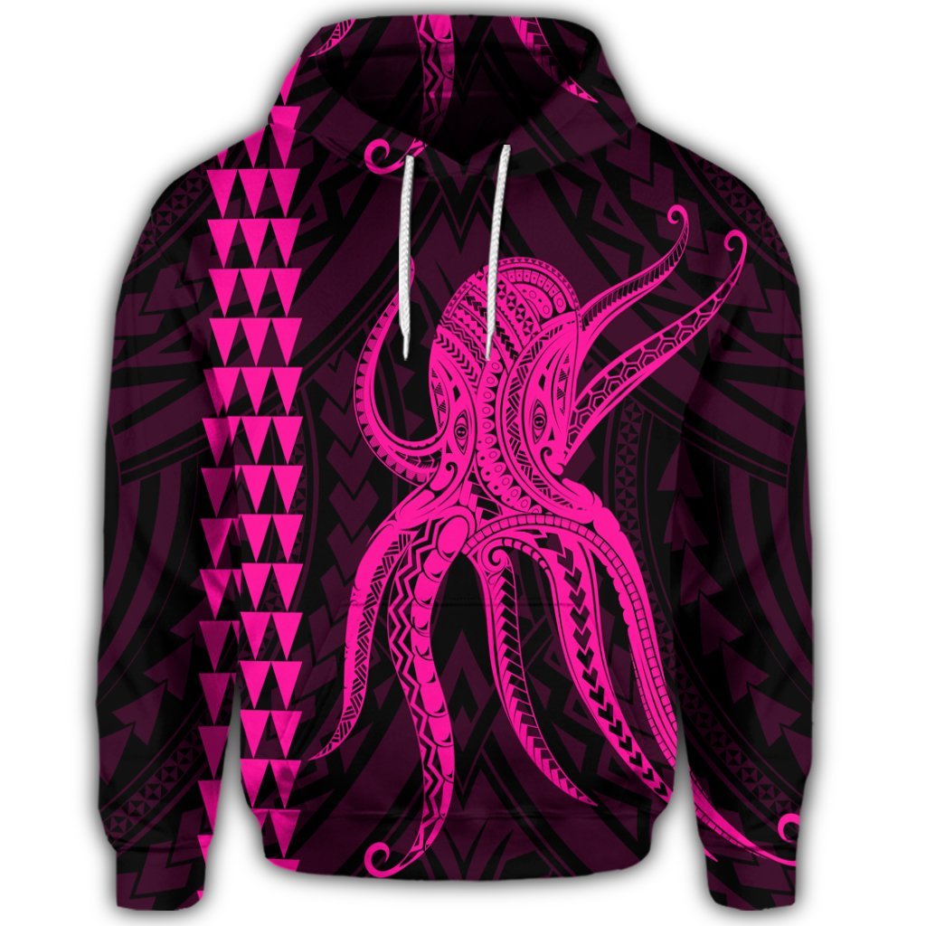 Hawaiian Octopus KaKau Polynesian Hoodie Pink - Polynesian Pride