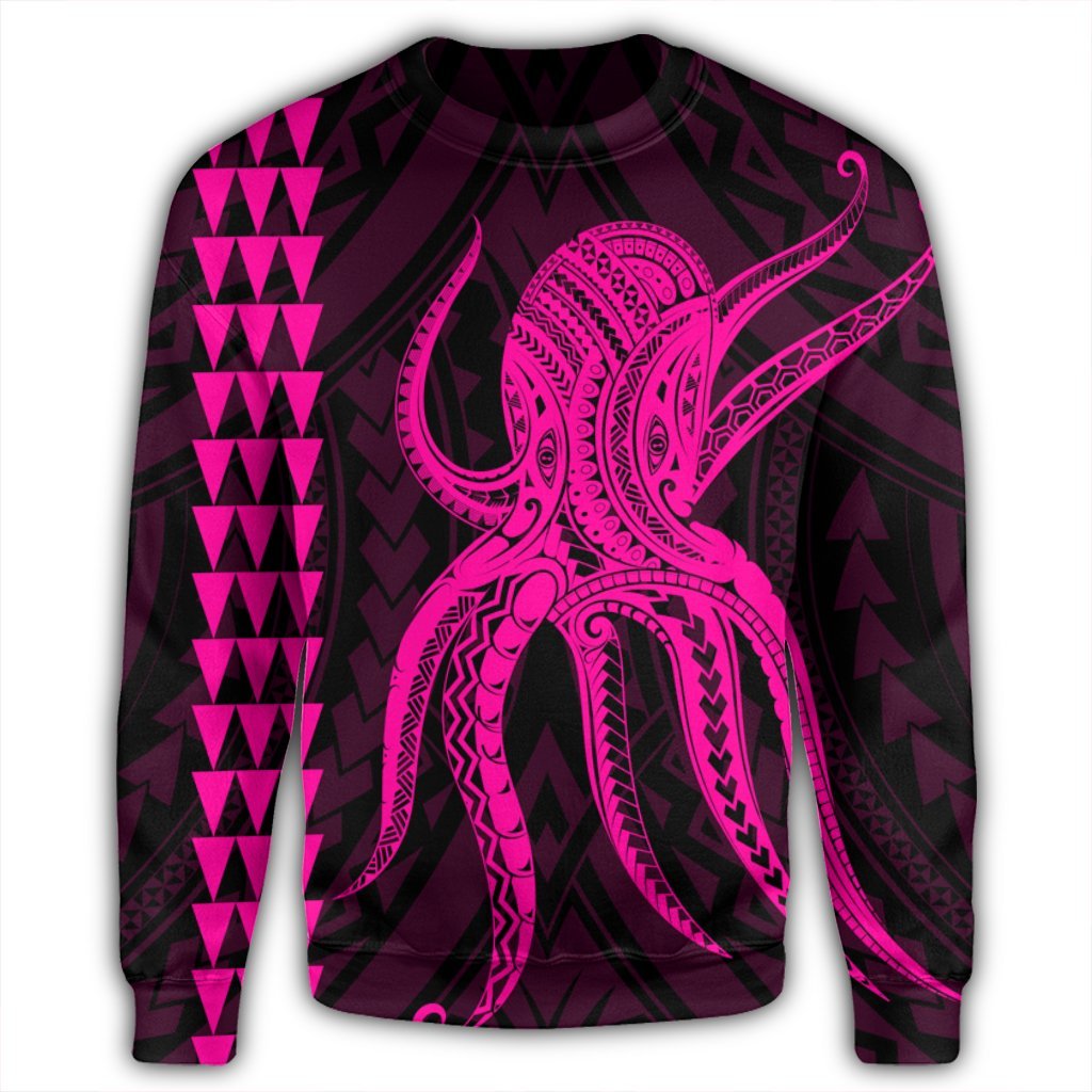 Hawaii Octopus KaKau Polynesian Sweatshirt - Pink - AH - Polynesian Pride