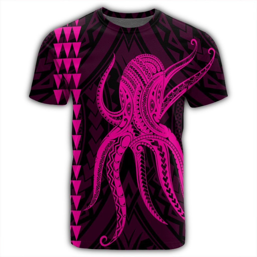 Hawaii Octopus KaKau Polynesian T Shirt Pink - Polynesian Pride