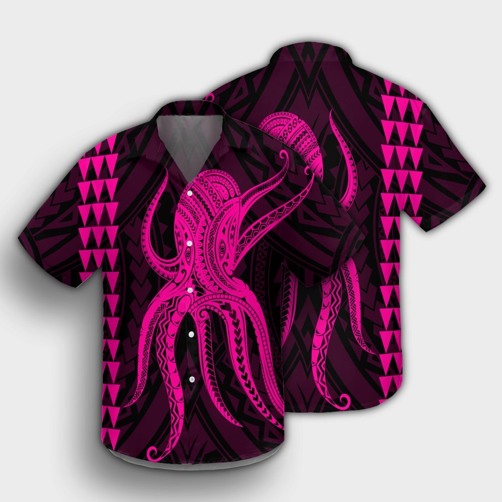 Hawaii Octopus KaKau Polynesian Hawaiian Shirt - Pink - AH - Polynesian Pride
