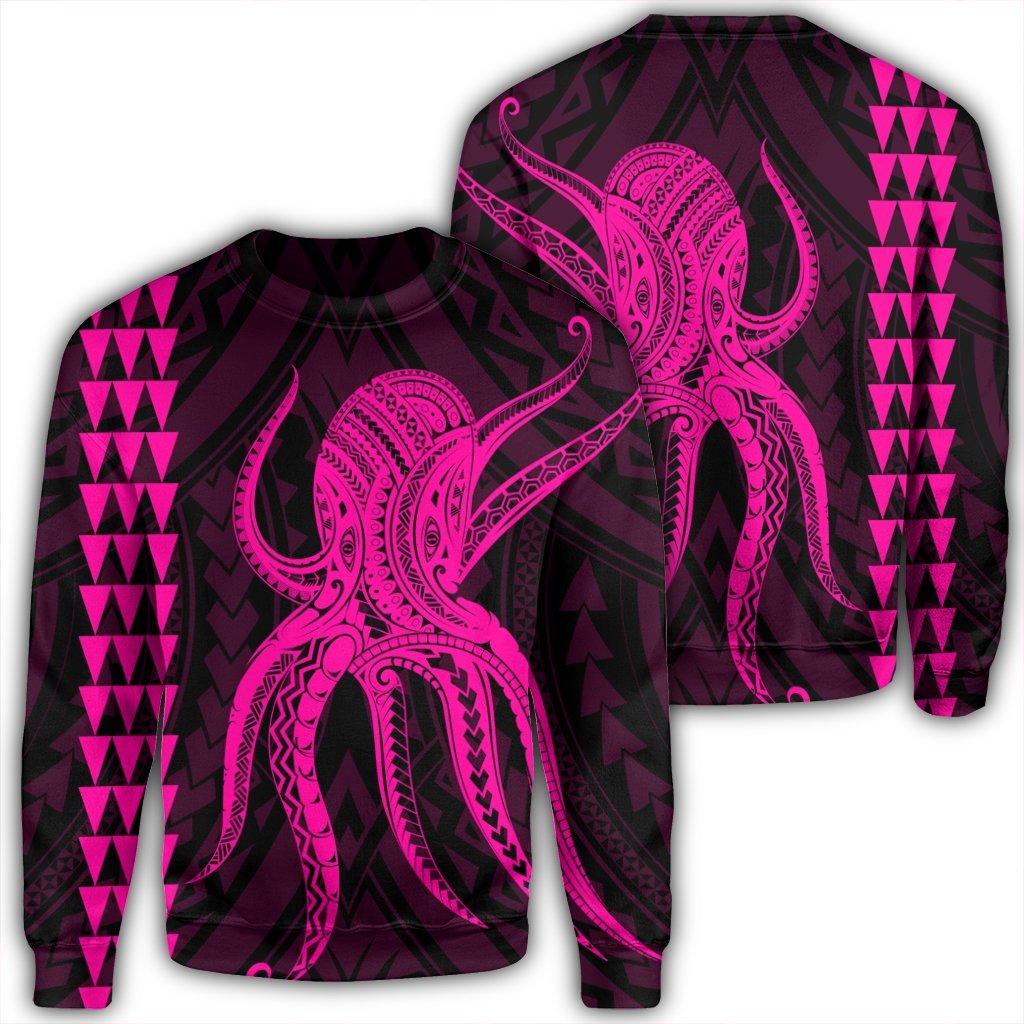Hawaii Octopus KaKau Polynesian Sweatshirt - Pink - AH Unisex Black - Polynesian Pride
