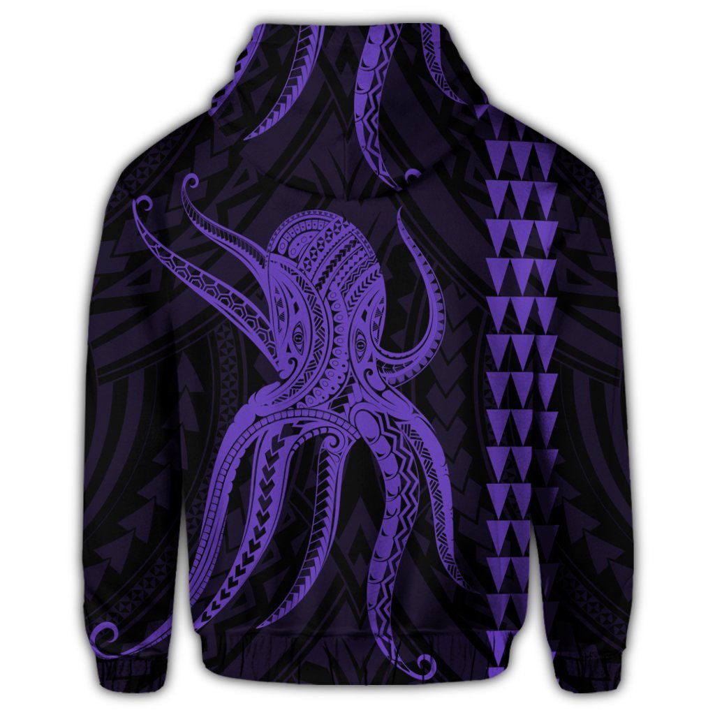 Hawaiian Octopus KaKau Polynesian Hoodie Purple - Polynesian Pride