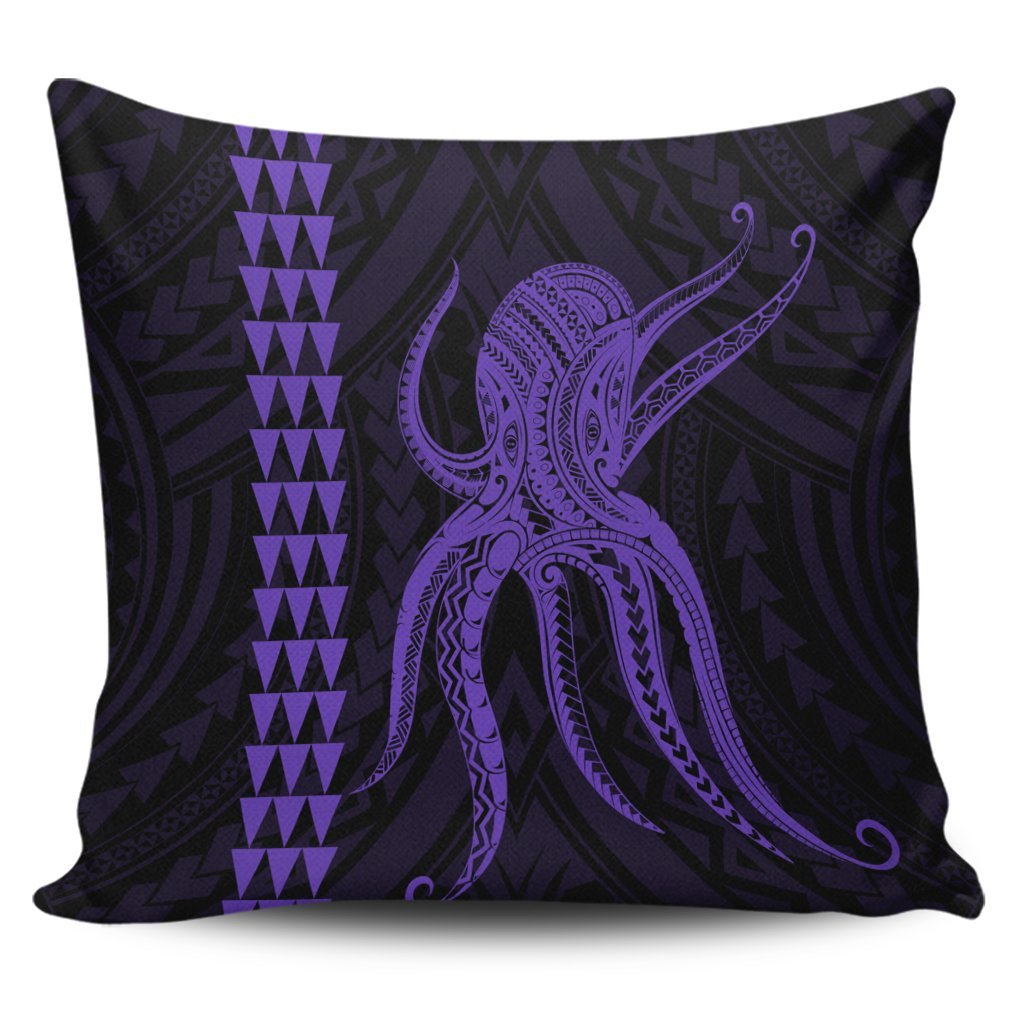 Hawaii Octopus KaKau Polynesian Pillow Covers - Purple - AH Pillow Covers Black - Polynesian Pride