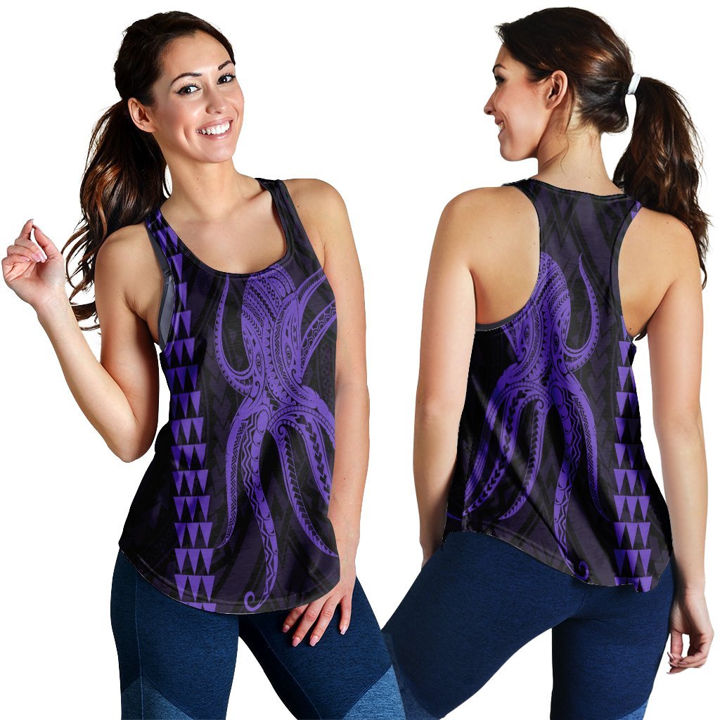 Hawaii Octopus KaKau Polynesian Racerback Tank - Purple - AH Black - Polynesian Pride