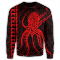 Hawaii Octopus KaKau Polynesian Sweatshirt - Red - AH - Polynesian Pride