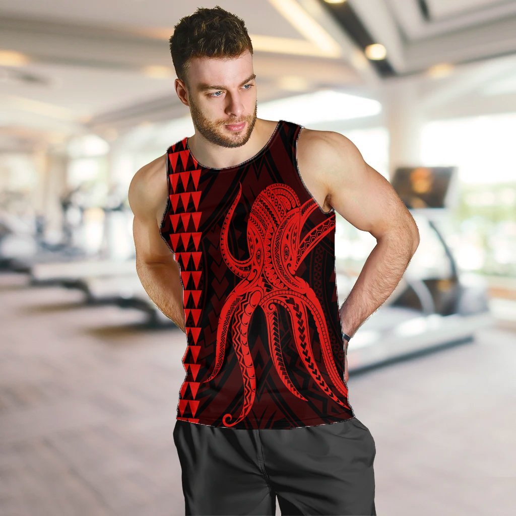 Hawaii Octopus KaKau Polynesian Tank Top - Red - AH - Polynesian Pride