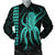 Hawaii Octopus KaKau Polynesian Bomber Jacket - Turquoise - AH Black Unisex - Polynesian Pride