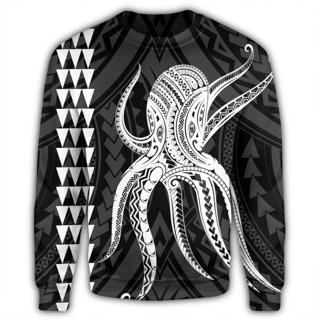 Hawaii Octopus KaKau Polynesian Sweatshirt - White - AH - Polynesian Pride