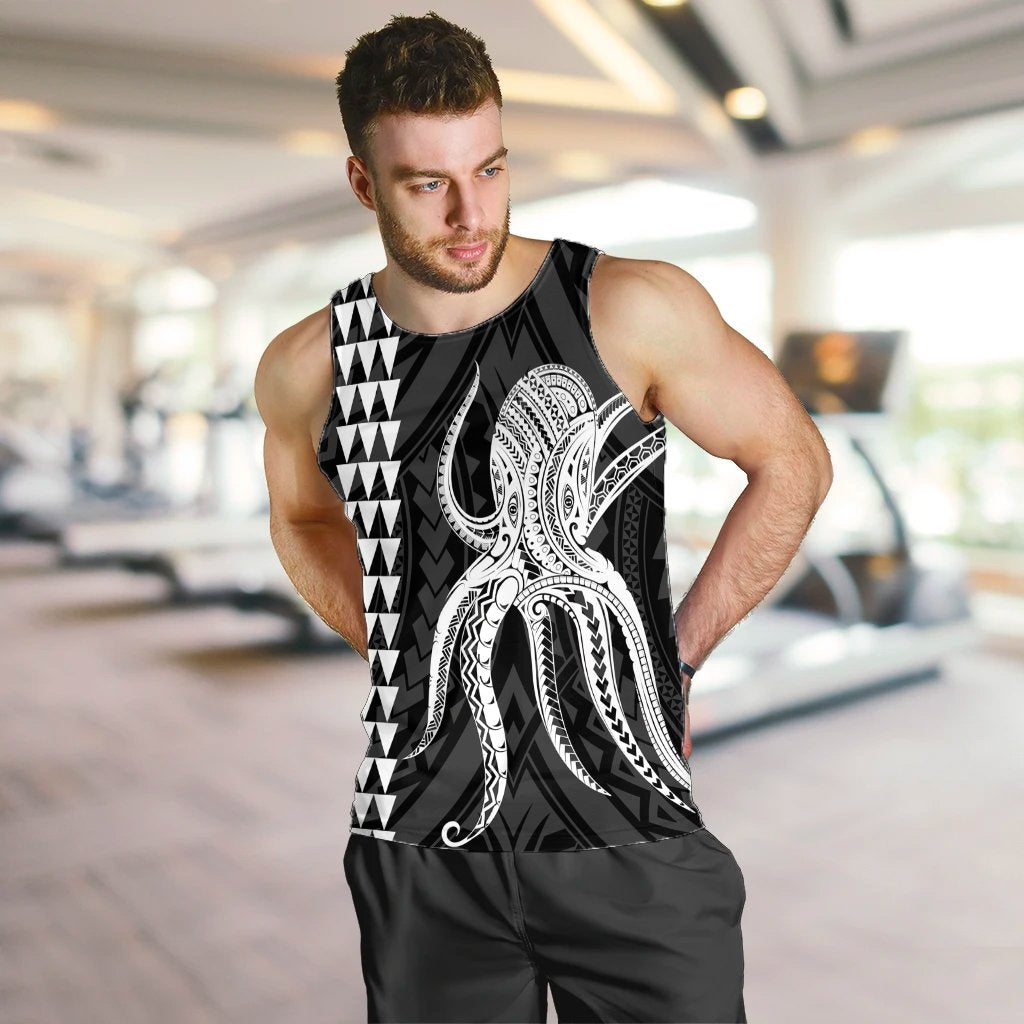 Hawaii Octopus KaKau Polynesian Tank Top - White - AH - Polynesian Pride