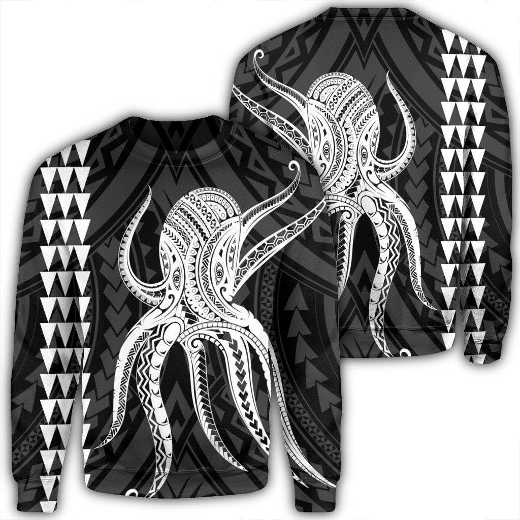 Hawaii Octopus KaKau Polynesian Sweatshirt - White - AH Unisex Black - Polynesian Pride