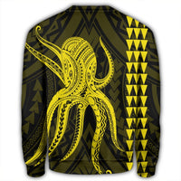 Hawaii Octopus KaKau Polynesian Sweatshirt - Yellow - AH - Polynesian Pride