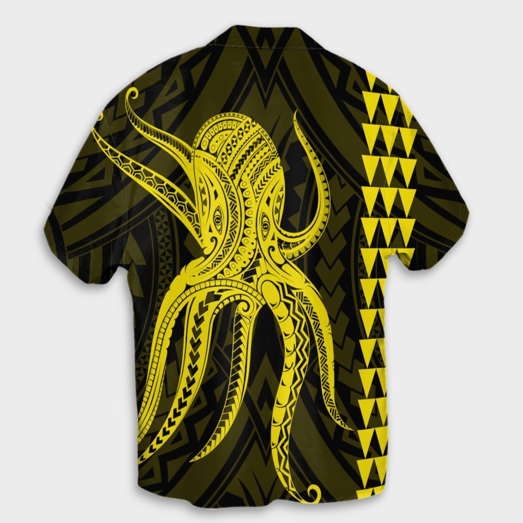 Hawaii Octopus KaKau Polynesian Hawaiian Shirt - Yellow - AH - Polynesian Pride