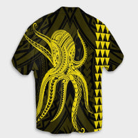 Hawaii Octopus KaKau Polynesian Hawaiian Shirt - Yellow - AH - Polynesian Pride
