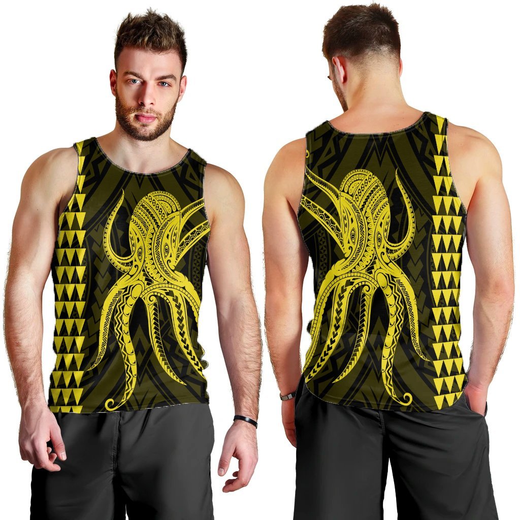Hawaii Octopus KaKau Polynesian Tank Top - Yellow - AH - Polynesian Pride