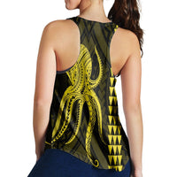 Hawaii Octopus KaKau Polynesian Racerback Tank - Yellow - AH - Polynesian Pride